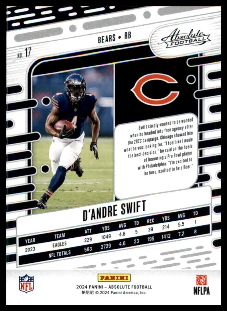 D’Andre Swift football card from Panini Absolute 2024 Panini Absolute Retail series