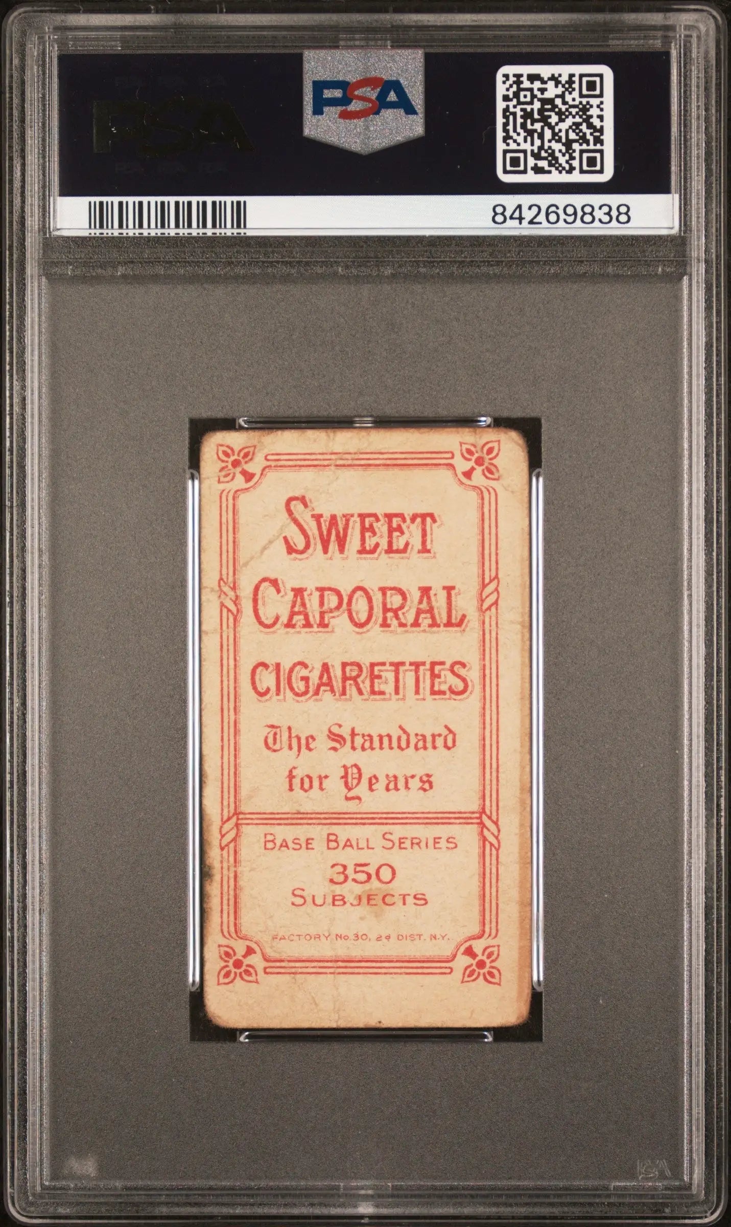 Vintage Danny Hoffman T206 Sweet Caporal 350/30 card in PSA grading case