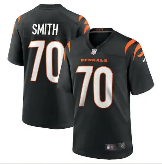 Black Cincinnati Bengals football jersey featuring D’Ante Smith for game day
