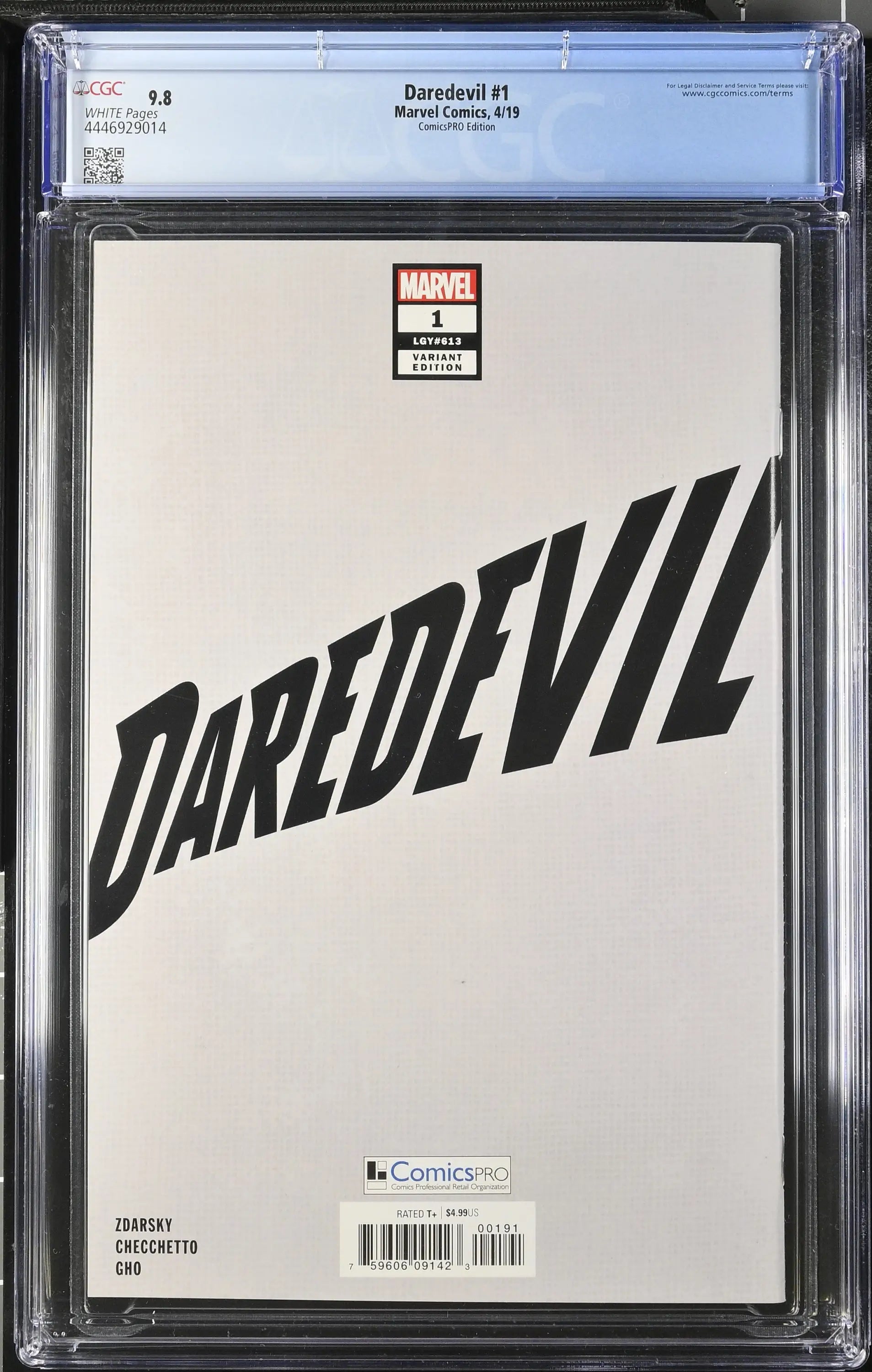 CGC-graded Daredevil #1 2019 ComicsPro Edition Variant with minimalist cover design
