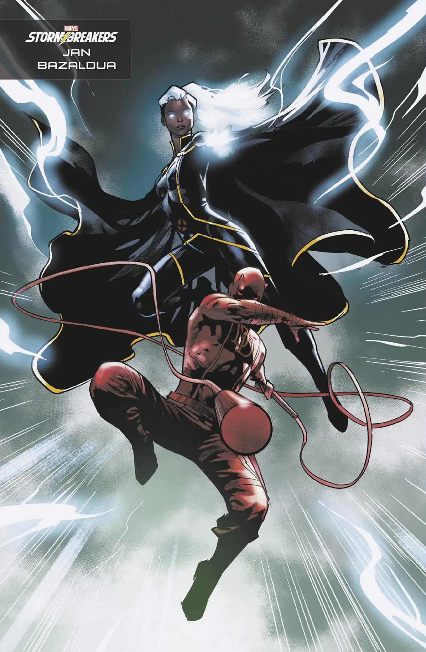Dynamic comic book artwork of Storm and Daredevil for trading cards collectors