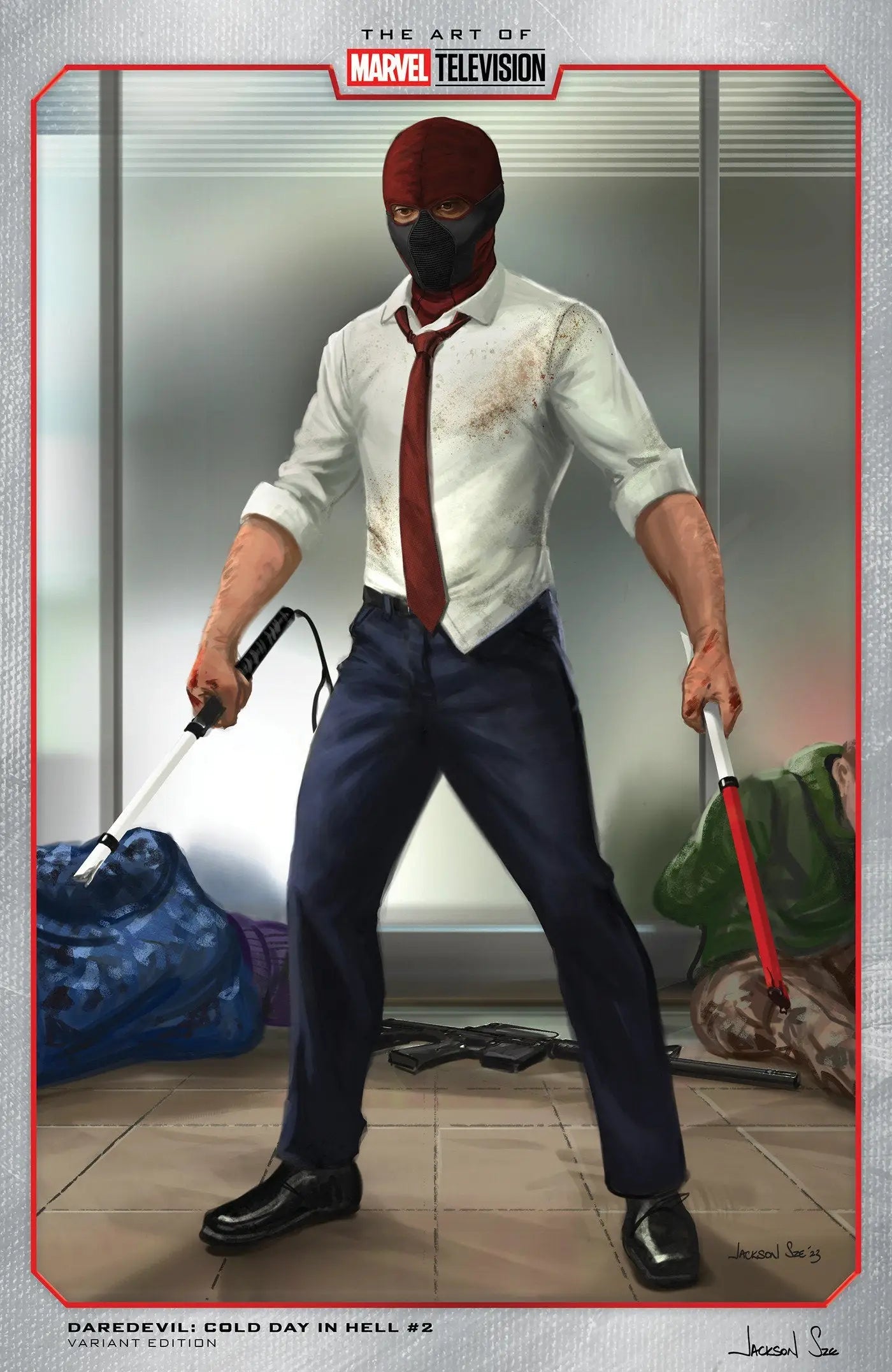 Daredevil in business attire from Daredevil Cold Day by Jackson Sze Marvel Television Variant