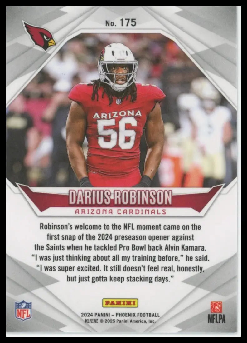 Panini Phoenix 2024 Darius Robinson Arizona Cardinals rookie football card