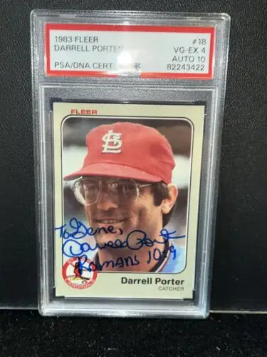 Graded Darrell Porter baseball card signed autographed 1983 Fleer #18 PSA 4 DNA 10 Auto