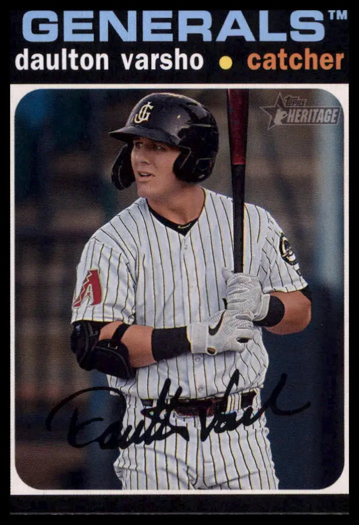 Baseball card featuring Daulton Varsho from Topps Heritage Minor League collection