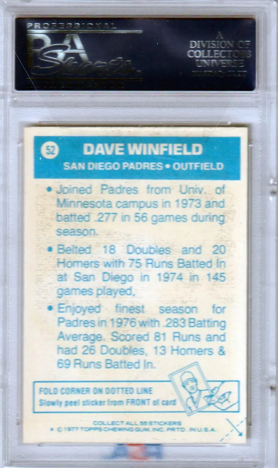 Dave Winfield baseball card from Topps Cloth series in a Columbia Hobby product