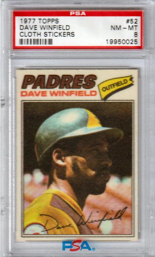 Graded Dave Winfield 1977 Topps Cloth Sticker baseball card from Columbia Hobby