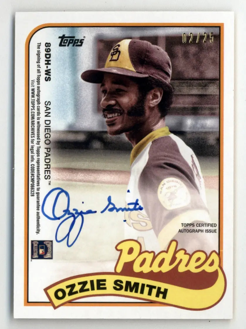 Vintage Topps Archives Double card featuring Dave Winfield and Ozzie Smith autographs