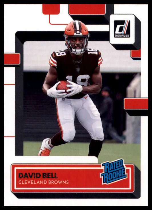 David Bell football card from the 2022 Donruss Rookie series featuring Cleveland Browns