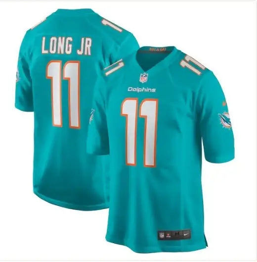 Teal Miami Dolphins David Long Jr Nike Game Jersey with number 11 and LONG JR on back