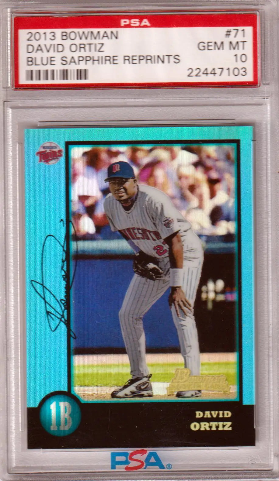 Graded David Ortiz baseball card from Bowman Blue Sapphire series at Columbia Hobby