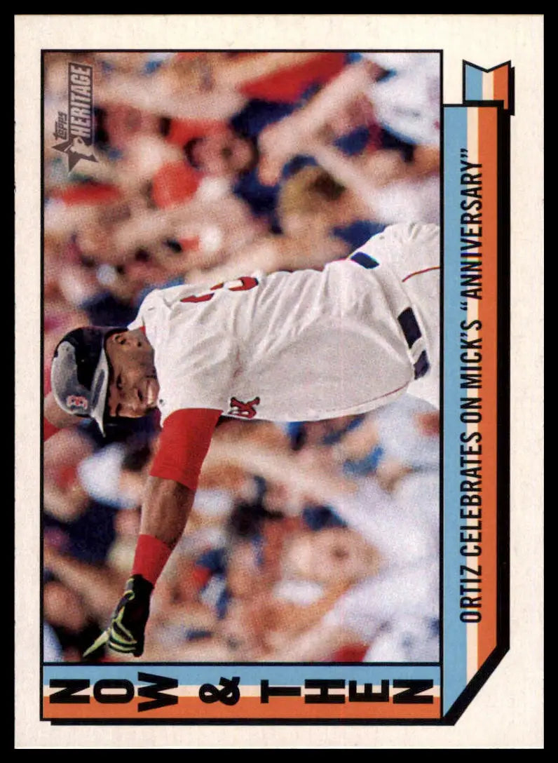Baseball card featuring David Ortiz from Topps Heritage 2016 Now & Then collection
