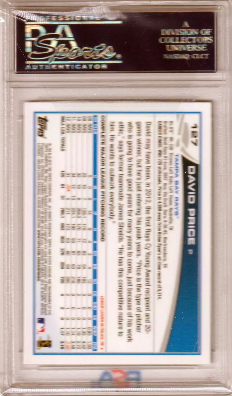 Graded David Price 2013 Topps Chrome Baseball Card from Columbia Hobby in PSA 10 GEM MINT