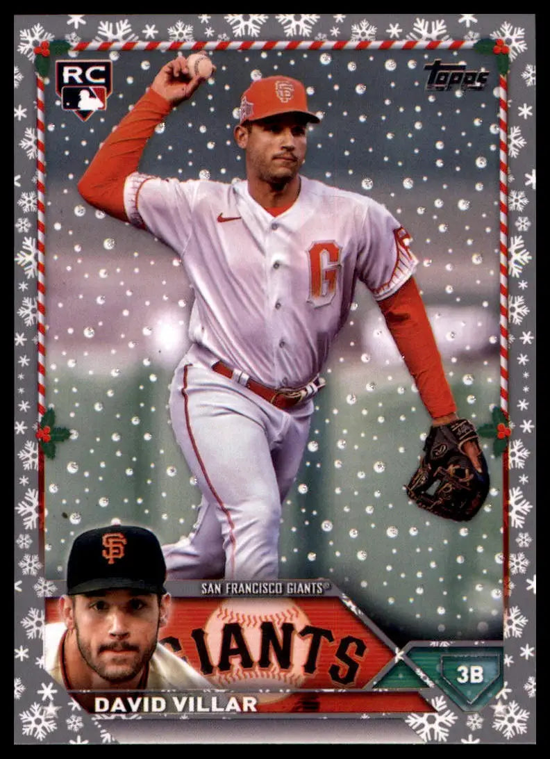 David Villar 2023 Topps Holiday Metallic baseball card featuring San Francisco Giants