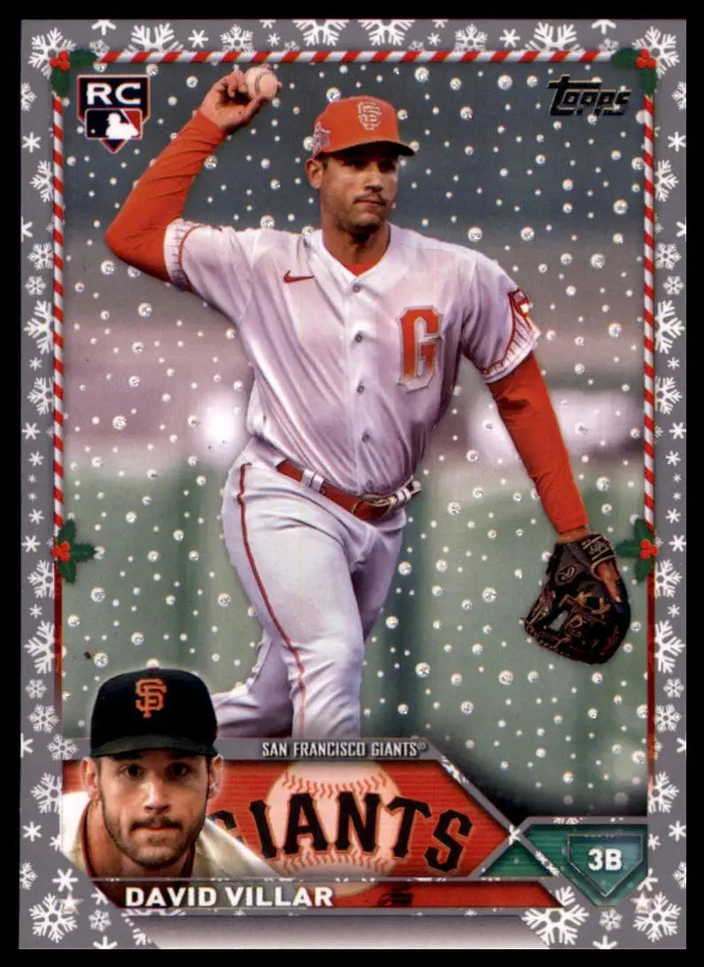David Villar 2023 Topps Holiday metallic baseball card featuring San Francisco Giants