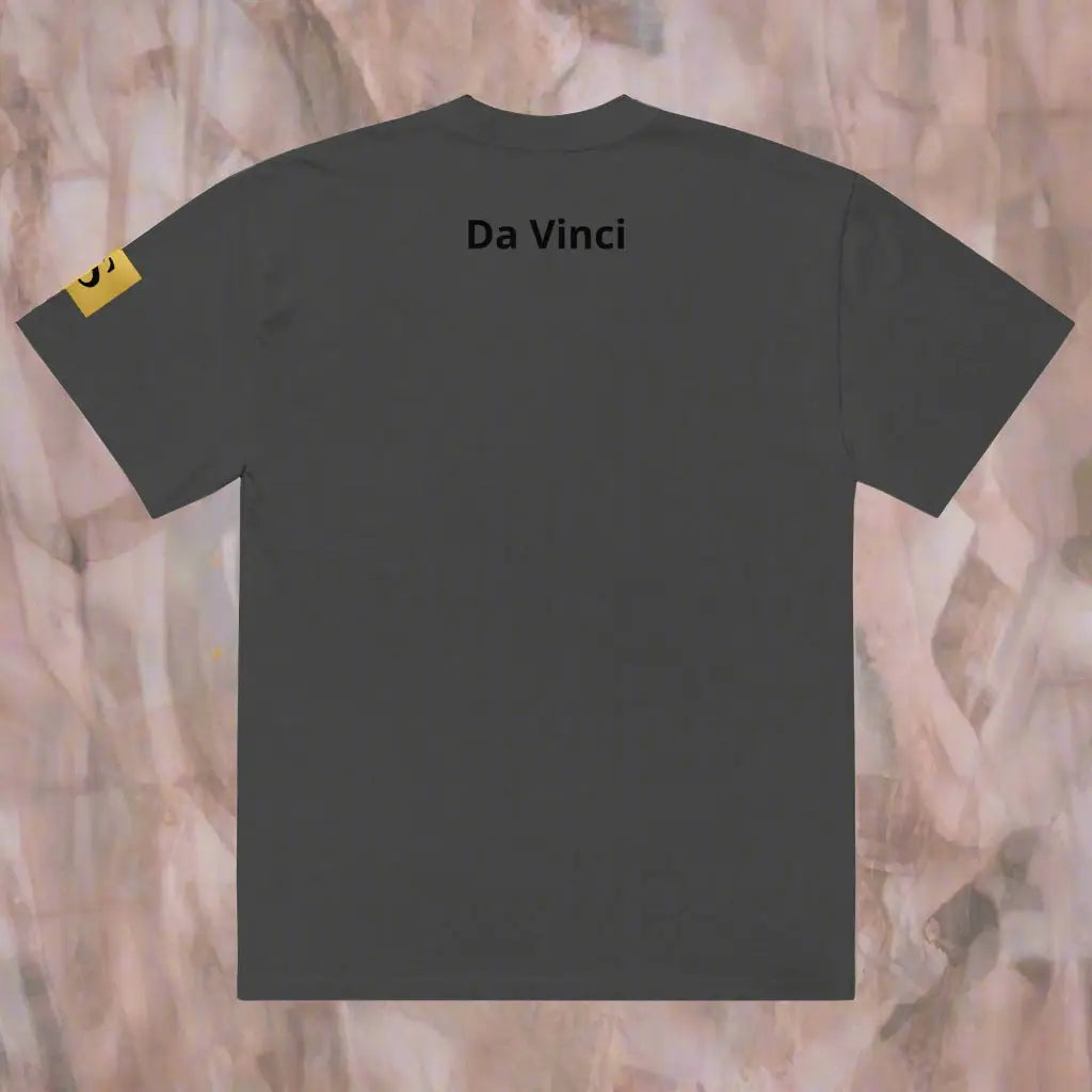 Dark grey davinci unisex oversized t-shirt with back graphic print featuring Da Vinci