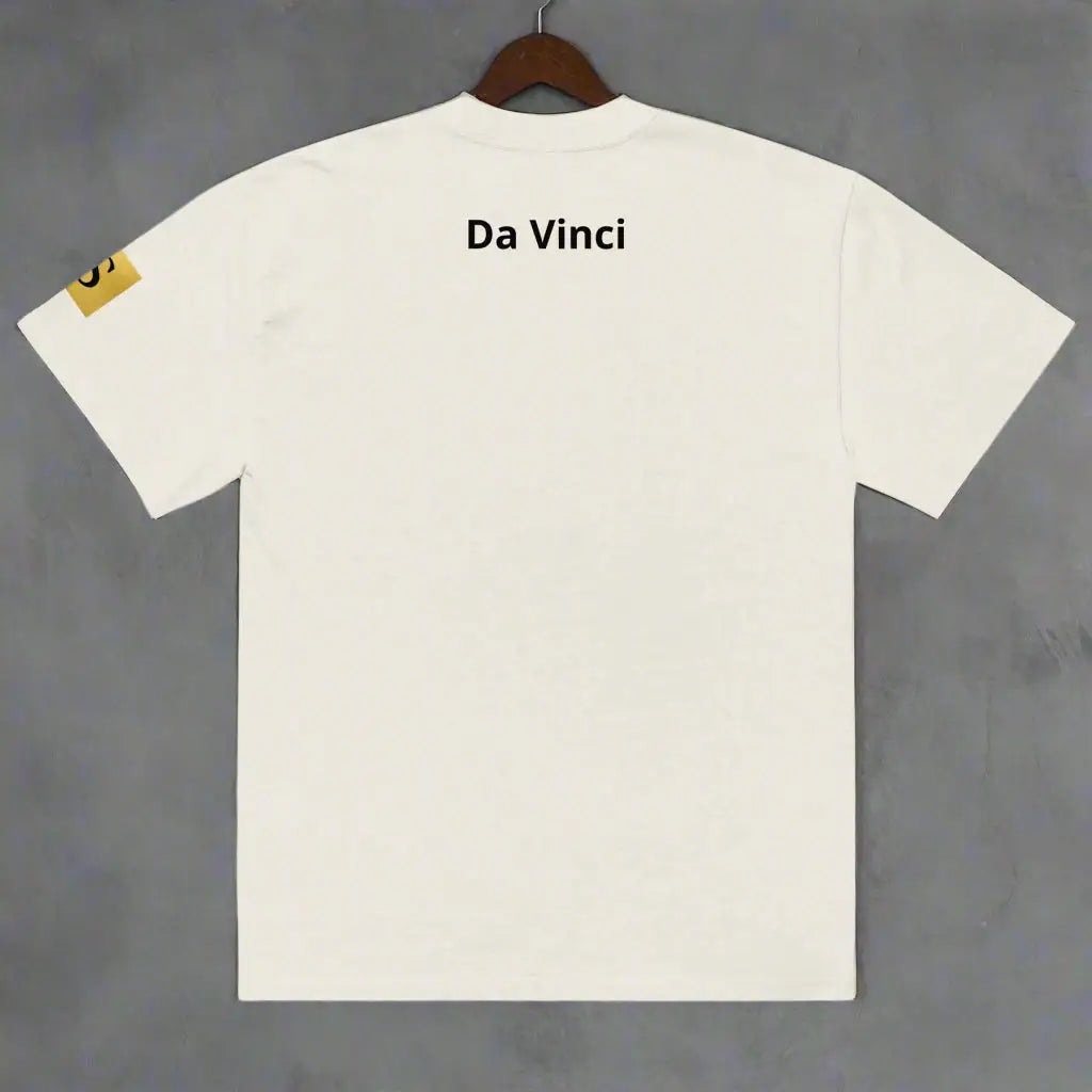 Cream-colored Davinci unisex oversized graphic print t-shirt with Da Vinci on the back