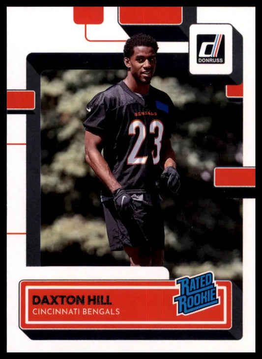 Daxton Hill football card from 2022 Donruss Cincinnati Bengals rookie series