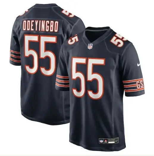 Dark blue Dayo Odeyingbo Chicago Bears Nike football jersey with number 55 on back