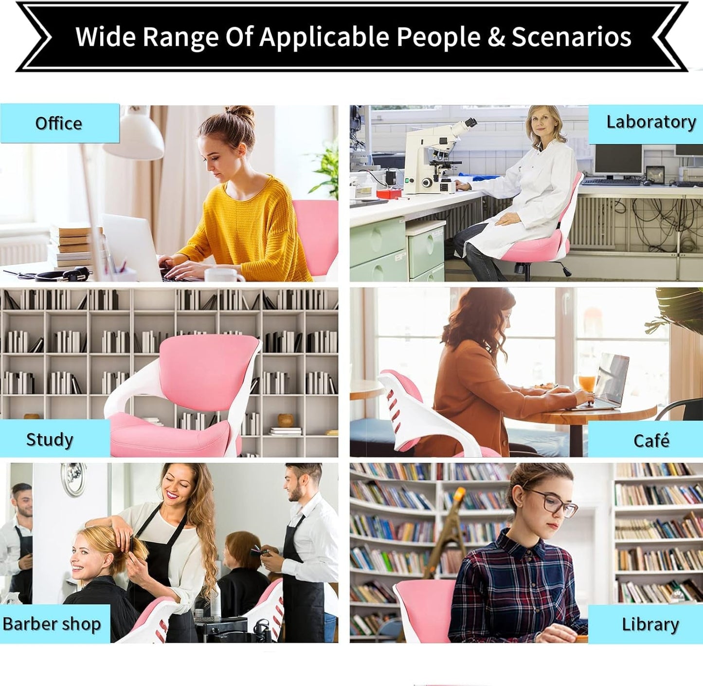 Ergonomic Drafting Chair,Standing Computer Desk Chair,Foot Ring,Lumbar Support,Swivel Task Chair-Pink-4