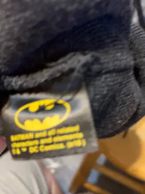 Black Batman Beanie Hat with Yellow Logo and Copyright Details for Batman Beanie