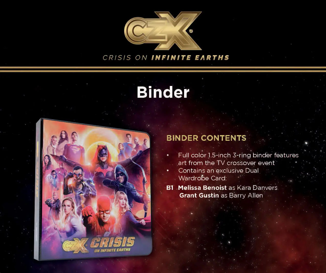 DC Comics Crisis on Infinite Earths CZX Card Binder Album with exclusive dual wardrobe