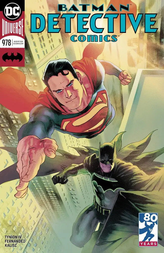 Comic book cover of Superman and Batman in action for Detective Comics #978