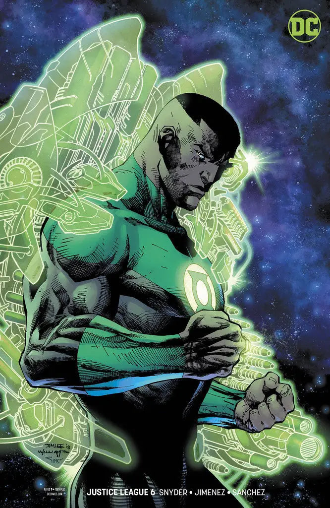 Green Lantern with glowing constructs from his power ring in Justice League #6 Variant