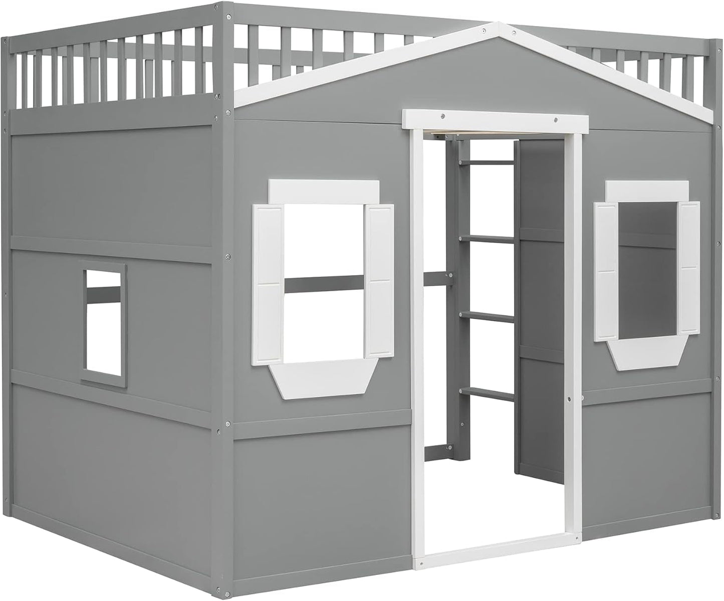 Full Playhouse Loft Bed with Window and Ladder-4