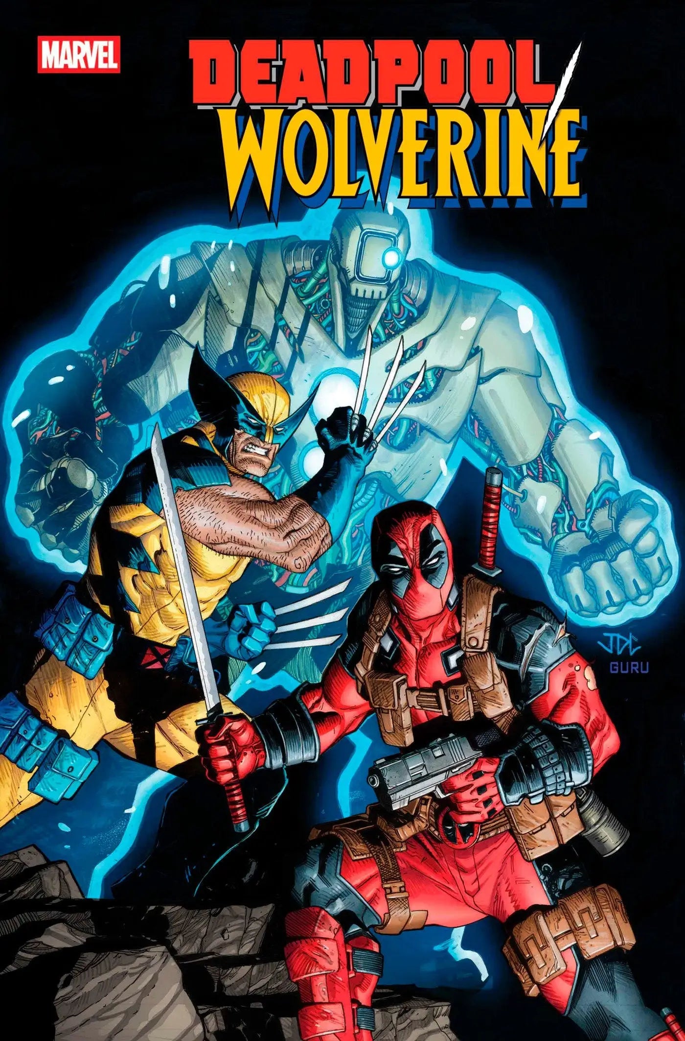 Marvel comic book Deadpool Wolverine and giant robot cover for Deadpool Wolverine #8