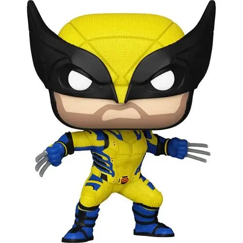 Wolverine Funko Pop in classic yellow and blue costume with extended claws