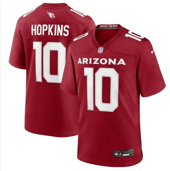 Red Arizona Cardinals DeAndre Hopkins NFL jersey with number 10 front and back