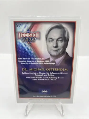 Dr. Michael Osterholm trading card from Decision 2022 political trading series
