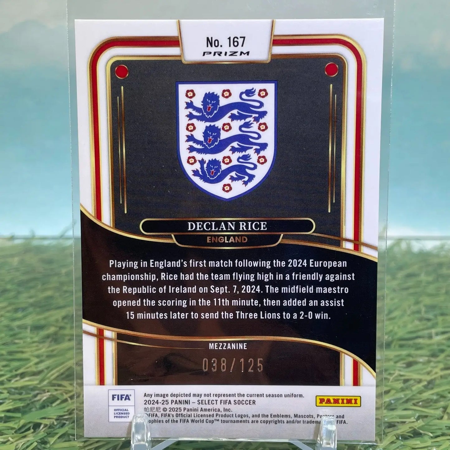 Collectible Declan Rice 2024-25 Select FIFA Mezz Orange Fluorescent Trading Card