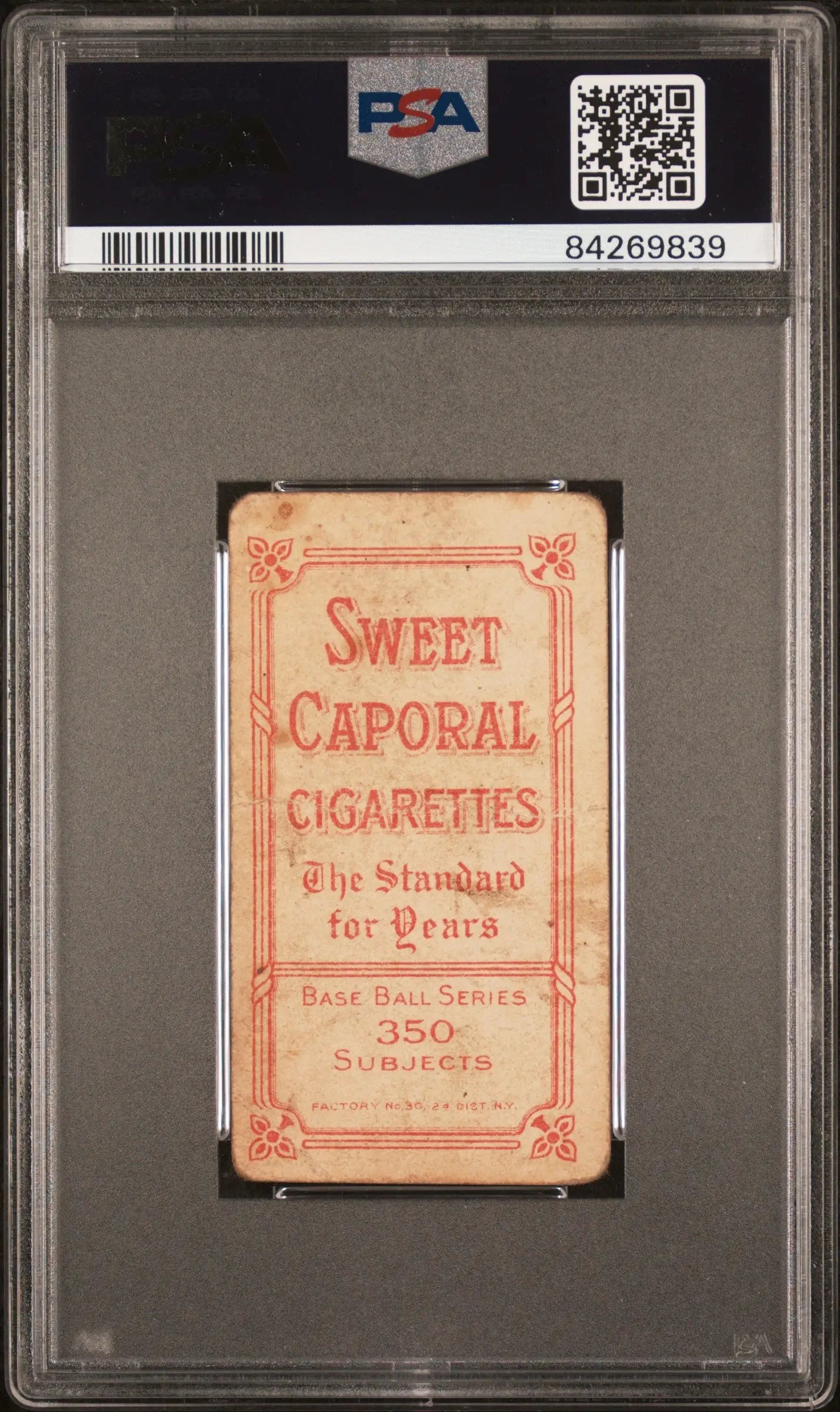 Vintage Del Howard T206 Sweet Caporal 350/30 cigarette card in PSA graded holder