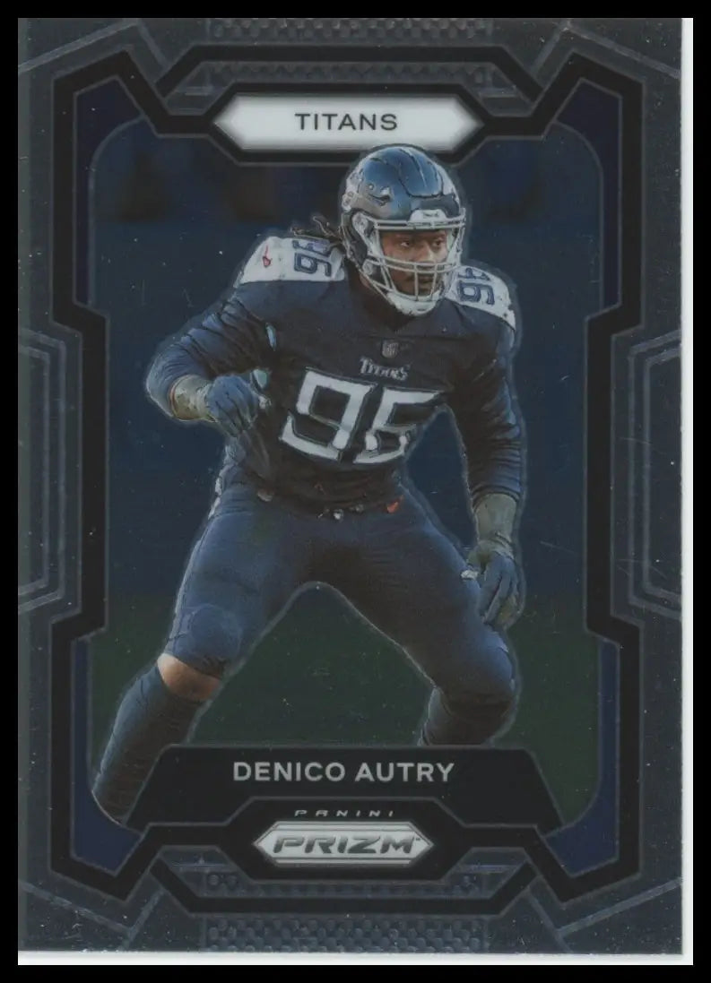 Football trading card featuring Denico Autry in dark uniform from Panini Prizm 2023