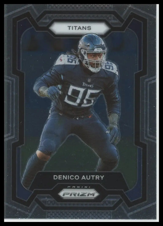Football trading card featuring Denico Autry in dark uniform from Panini Prizm 2023