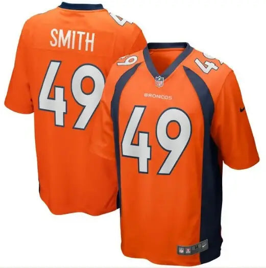 Orange and navy blue Denver Broncos Dennis Smith Nike Game Retired Player Jersey with number 49