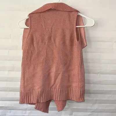 Derek Heart Girls Pink Fleece Knit Vest Sleeveless Warm Cozy Open Cardigan