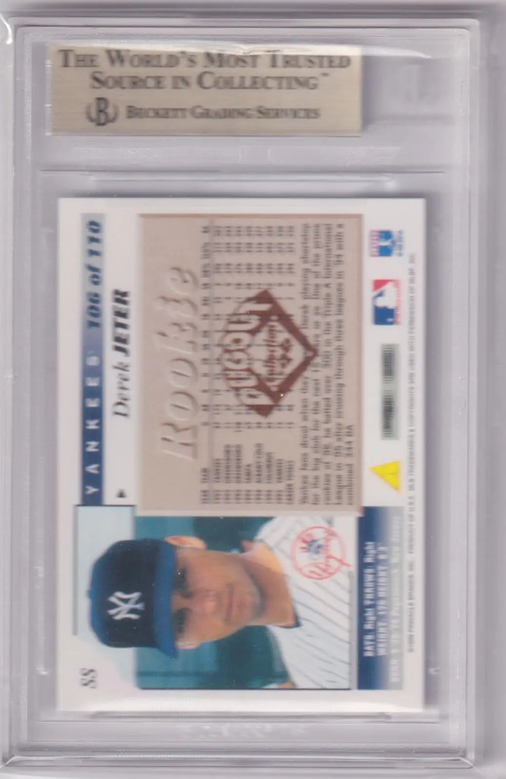 Derek Jeter rookie baseball card from Score Dugout Collection, BGS 9.5 GEM MINT
