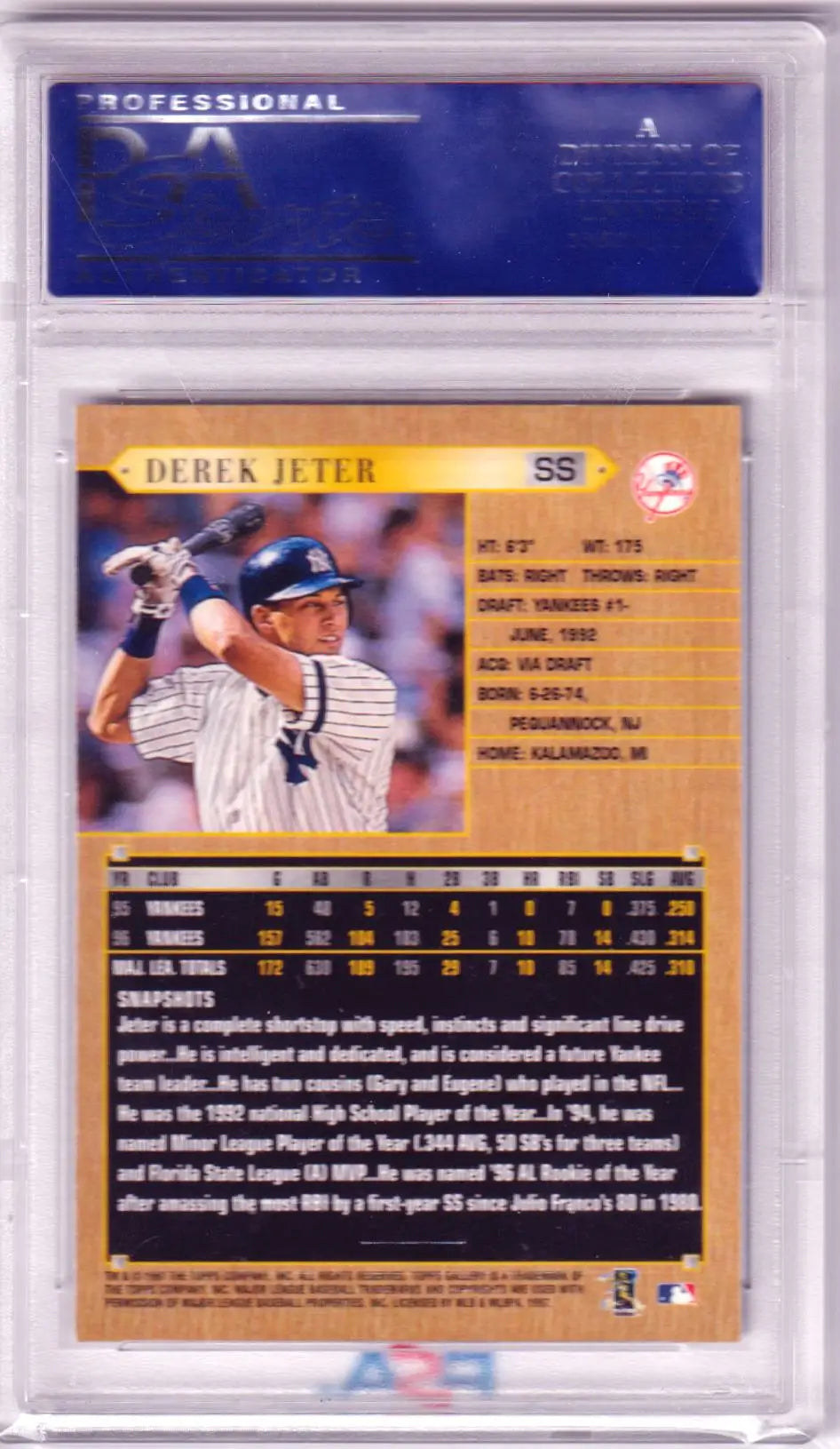 Derek Jeter 1997 Topps Gallery baseball card PSA 10 GEM MINT from Columbia Hobby