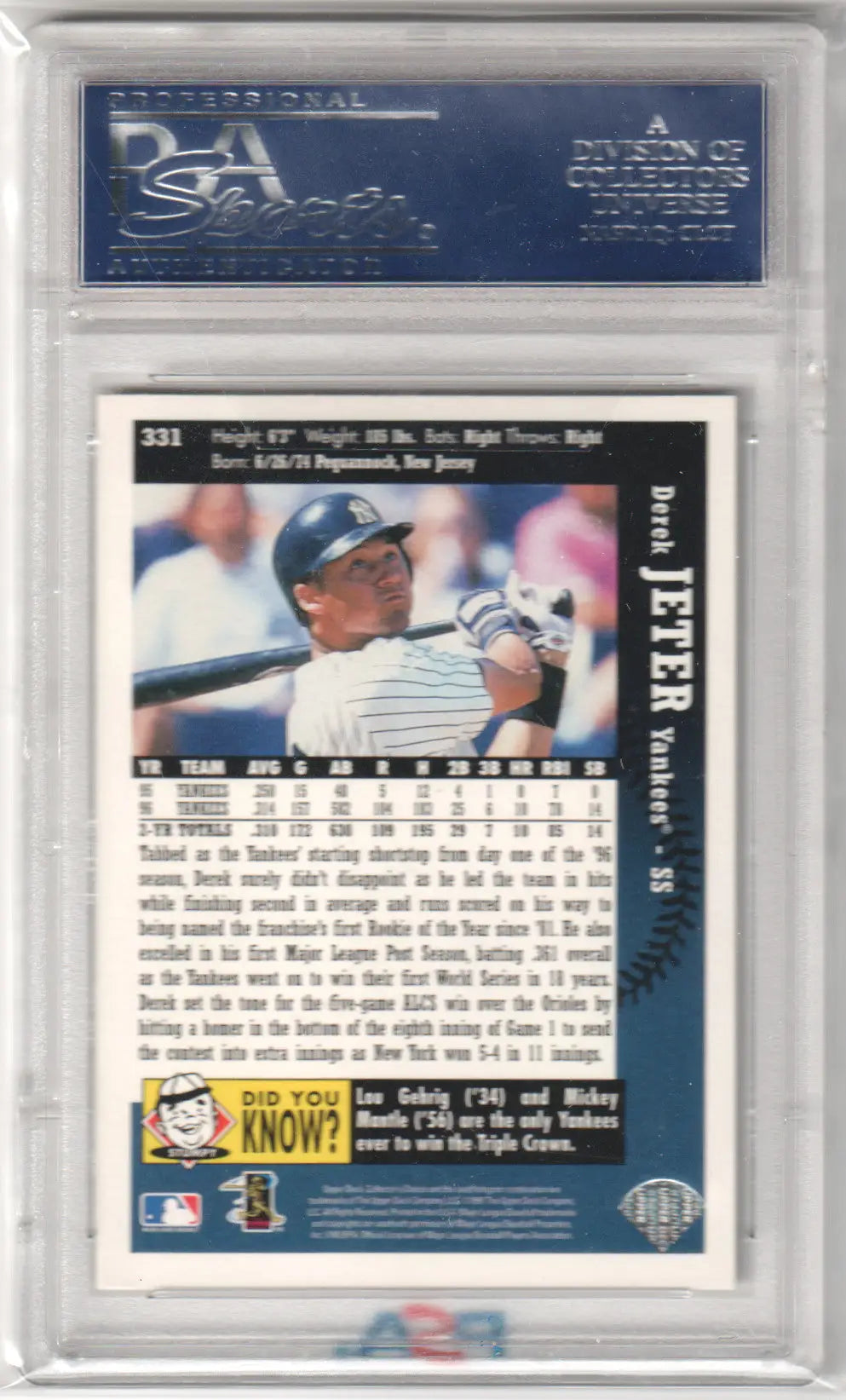 Derek Jeter 1997 UD Collector’s Choice baseball card gem mint PSA 10 Columbia Hobby