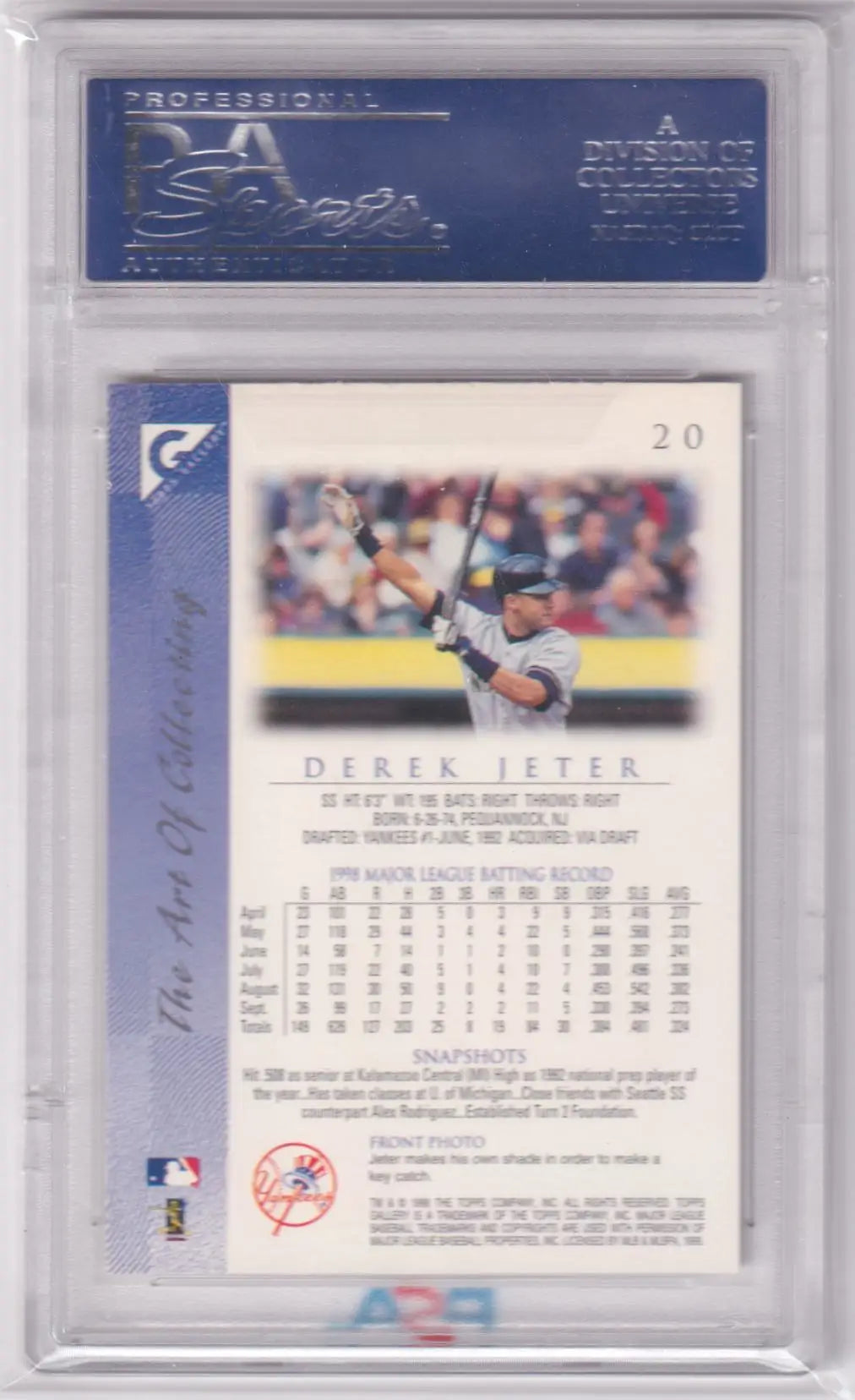 Graded Derek Jeter baseball card from Topps Gallery by Columbia Hobby in PSA 10 Gem Mint