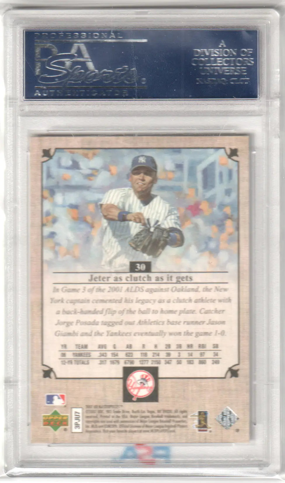 Graded Derek Jeter baseball card from Upper Deck Masterpieces, PSA 10 Gem Mint | Columbia Hobby