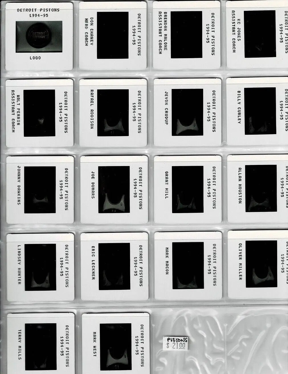 Detroit Pistons team set featuring Grant Hill in 1994-95 NBA film slide collection
