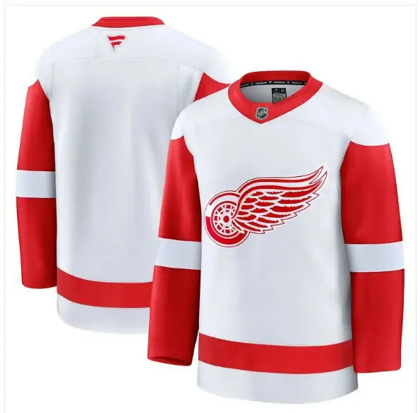 Detroit Red Wings home premium white hockey jersey displayed in a product image