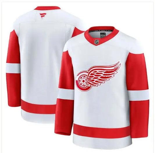 Detroit Red Wings home premium white hockey jersey displayed in a product image