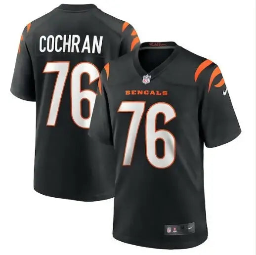 Black Cincinnati Bengals Devin Cochran Nike Game Player Jersey with number 76 and name Cochran
