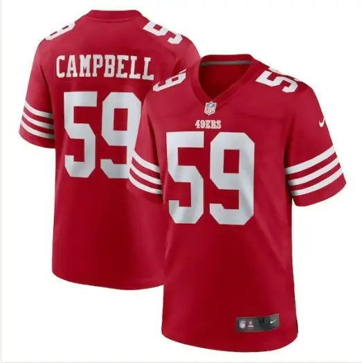Red San Francisco 49ers DeVondre Campbell Nike Game Jersey with name CAMPBELL and number 59