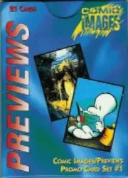 Comic book preview magazine cover with comic images for Diamond Previews trading cards